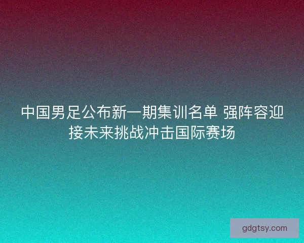 中国男足公布新一期集训名单 强阵容迎接未来挑战冲击国际赛场