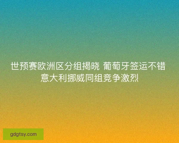世预赛欧洲区分组揭晓 葡萄牙签运不错 意大利挪威同组竞争激烈